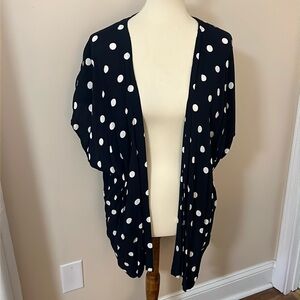 Loft navy & white polka dot kimono-EUC